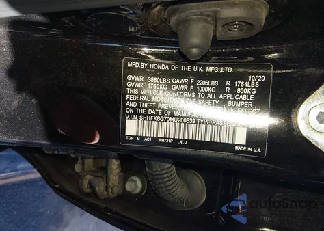 2021 Honda Civic Type R Touring from USA, damaged, VIN SHHFK8G70MU200839
